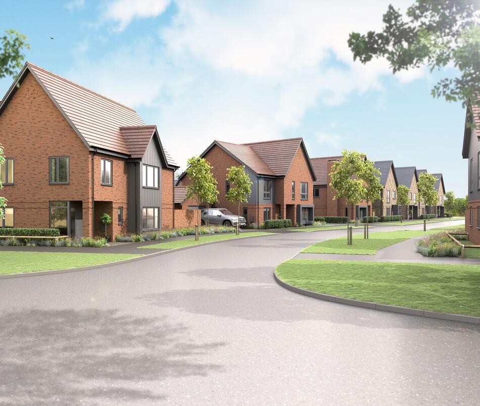 Rendering of new homes at Alconbury Weald