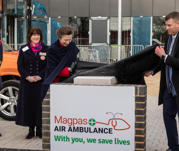 HRH Princess Anne unveiling the cornerstone for Magpas HQ